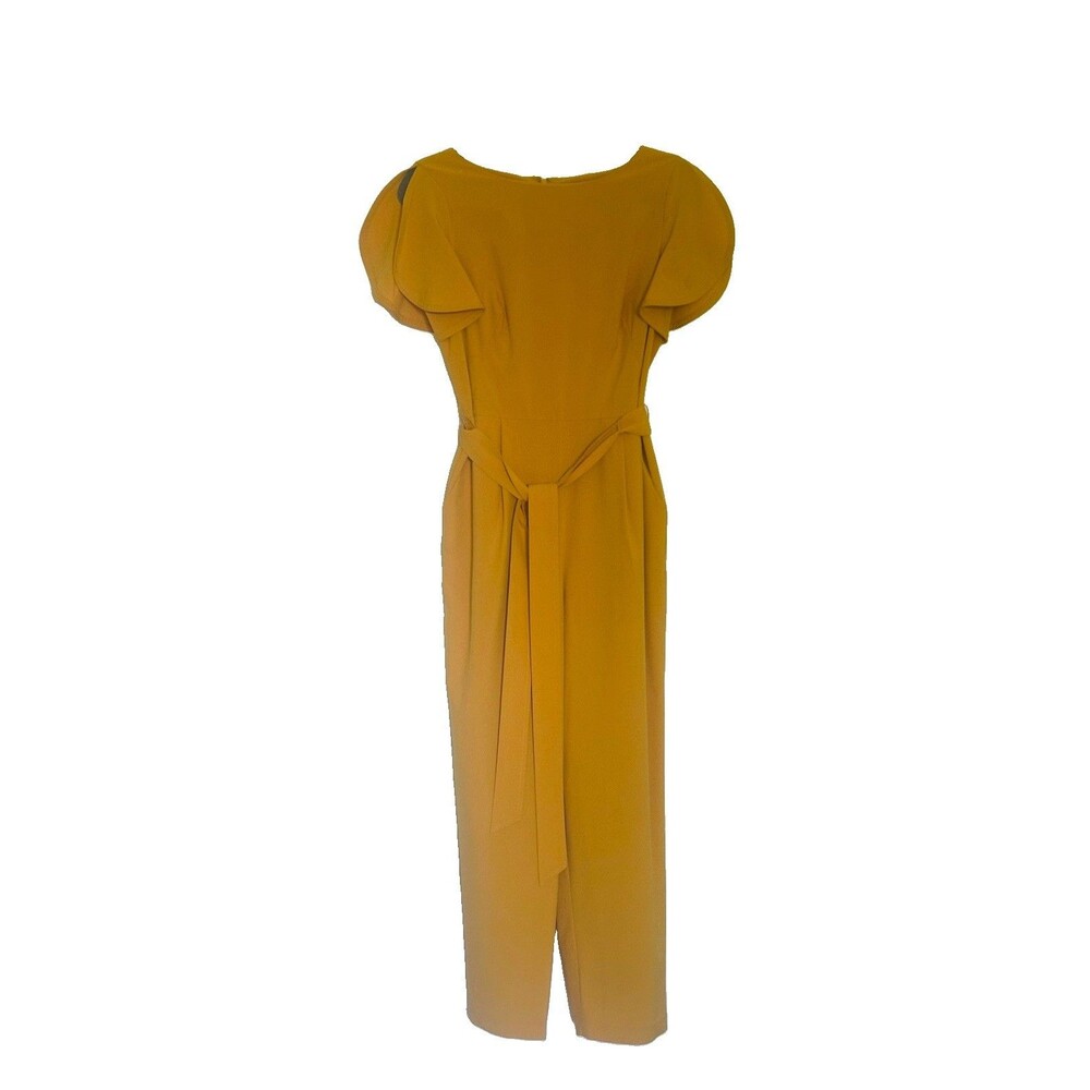 Calvin Klein Size 8 Tulip Sleeve Tie Waist Jumpsuit Classic Elegant